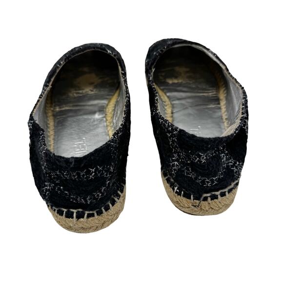 Chanel Black Tweed CC Espadrilles with Silver Cap Toe Jute Sole Flats Size 40 - Picture 5 of 10